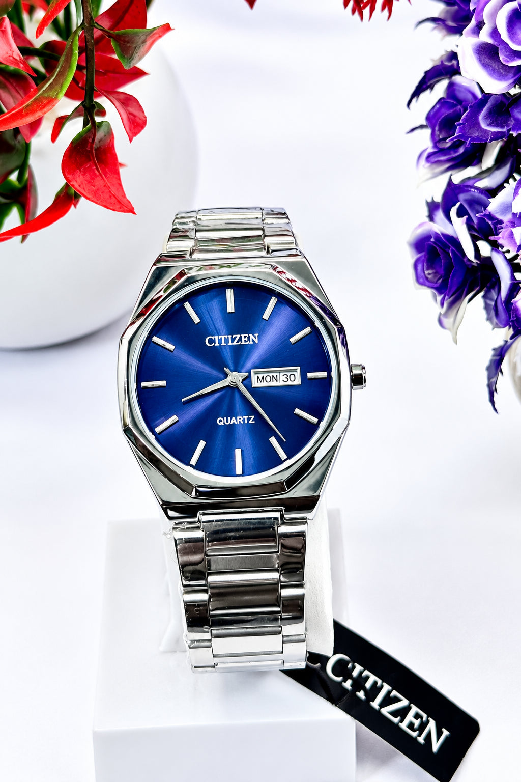 Citizen luxury silver octagonal watch